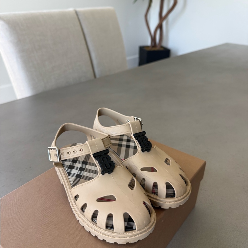 Burberry Kids Tan Logo Clog Sandals - Picture 8 of 12
